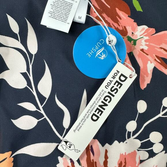 CUPSHE Navy Blue Floral One Piece Swimsuit Women's Size Medium NWT Lace Up - Picture 4 of 6